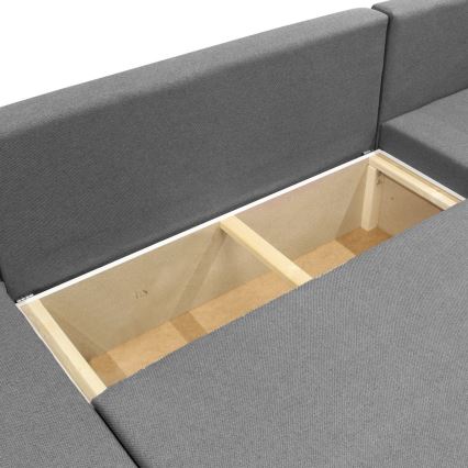 Univerzalna razvlačna kutna garnitura s prostorom za pohranu u obliku slova U SEYA siva