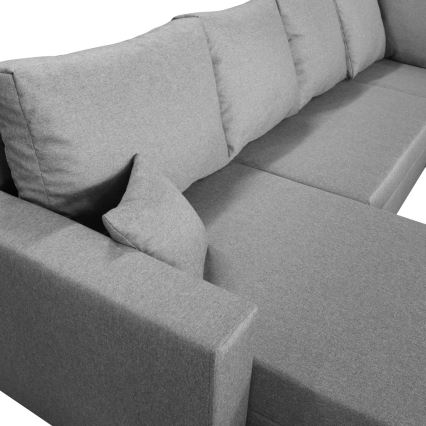 Univerzalna razvlačna kutna garnitura s prostorom za pohranu u obliku slova U SEYA siva