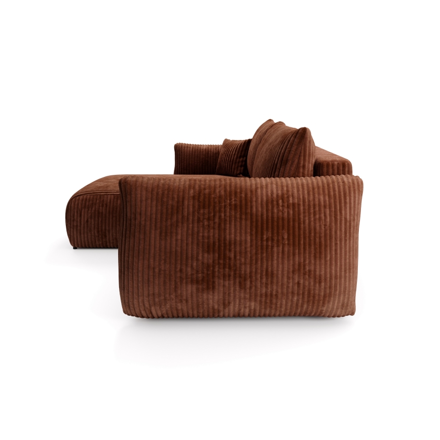 Univerzalna kutna garnitura na razvlačenje s prostorom za pohranu u obliku slova L FRIDA smeđa