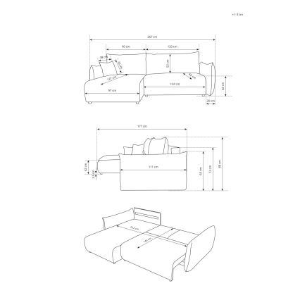 Univerzalna kutna garnitura na razvlačenje s prostorom za pohranu u obliku slova L FRIDA smeđa