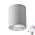 Upravljivo LED RGBW spot svjetlo JUPITER 1xE27/6,5W/230V 2700-6500K Wi-Fi promjer 9,8 cm sivo