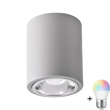 Upravljivo LED RGBW spot svjetlo JUPITER 1xE27/6,5W/230V 2700-6500K Wi-Fi promjer 9,8 cm sivo