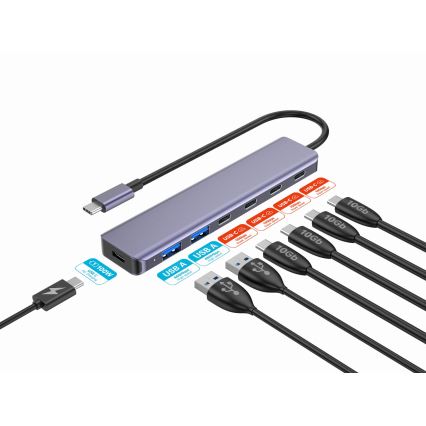 USB-C hub 7 u 1 s Power Delivery 100 W