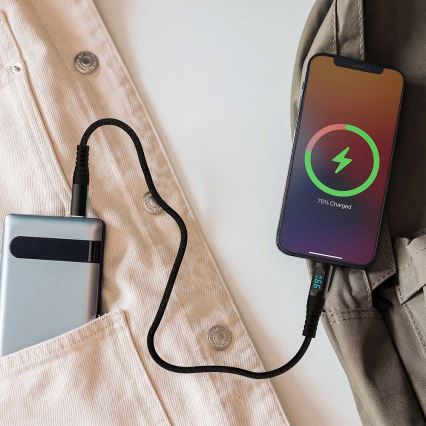 USB-C kabel s LED zaslonom 100W 1m