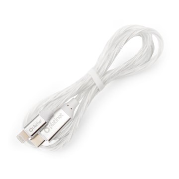 USB kabel USB-C / Lightning konektor s LED osvjetljenjem 27W 1m bijela