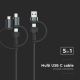 USB / USB Lightning  / MicroUSB / USB-C 1,2m crna
