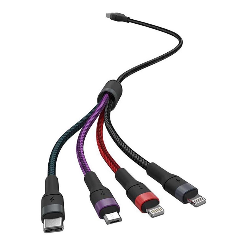 USB / USB Lightning  / MicroUSB / USB-C 1,2m višebojno