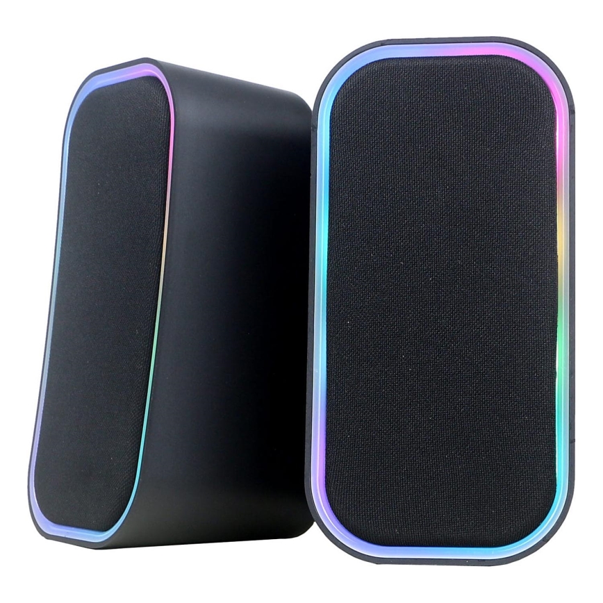 USB Zvučnici s RGB pozadinskim osvjetljenjem 2x3W/5V crna