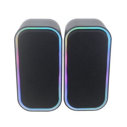 USB Zvučnici s RGB pozadinskim osvjetljenjem 2x3W/5V crna