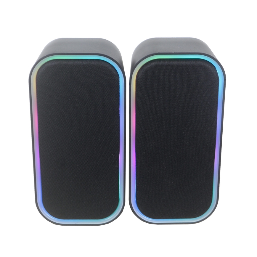 USB Zvučnici s RGB pozadinskim osvjetljenjem 2x3W/5V crna