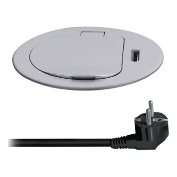 Utični stup za stolnu ploču 1x230V + USB-C Power Delivery srebrna/crna