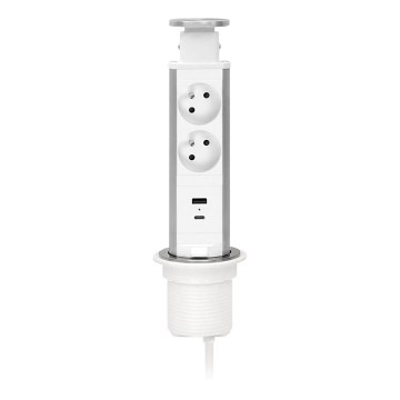 Utični stupak za stolnu ploču 2x230V + USB-A + USB-C