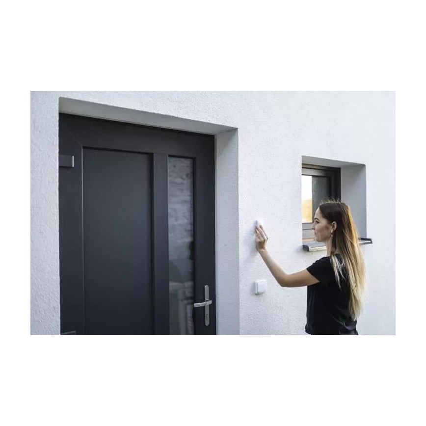 Utično bežično zvono 230V + 1xCR2032 IP44 bijela
