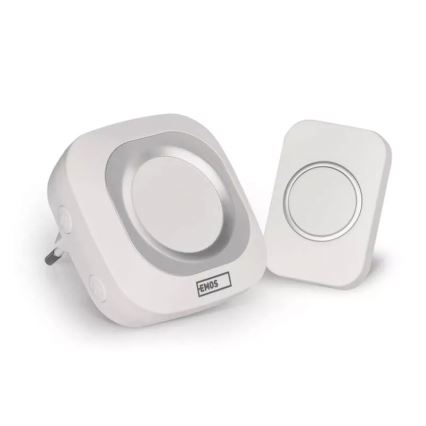 Utično bežično zvono 230V + 1xCR2032 IP44 bijela