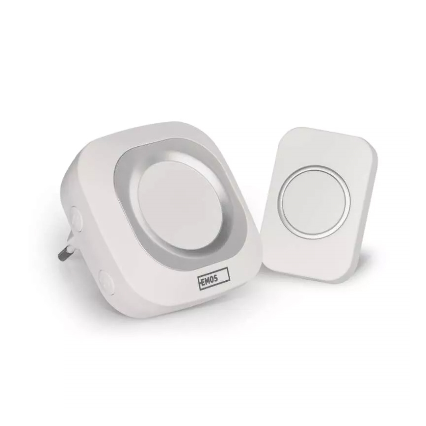 Utično bežično zvono 230V + 1xCR2032 IP44 bijela