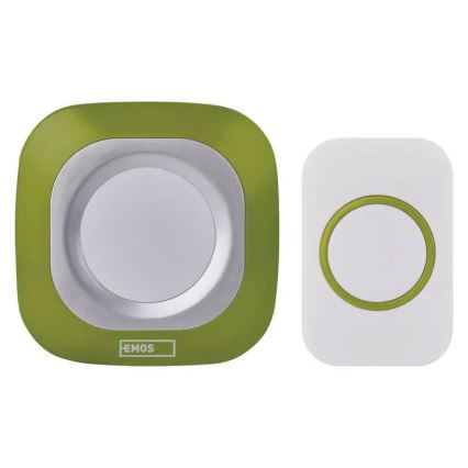 Utično bežično zvono 230V + 1xCR2032 IP44 zelena
