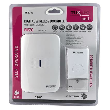 Utično bežično zvono PIEZO BELL 230V + 1x23A IP40 bijela
