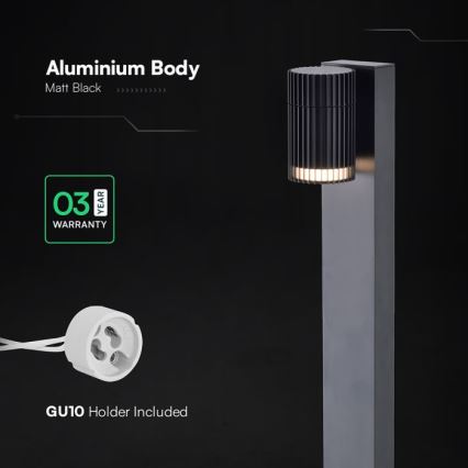 Vanjska lampa 1xGU10/10W/230V IP44 80 cm crna