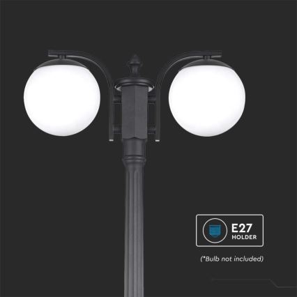 Vanjska lampa 2xE27/60W/230V IP44 199 cm crna