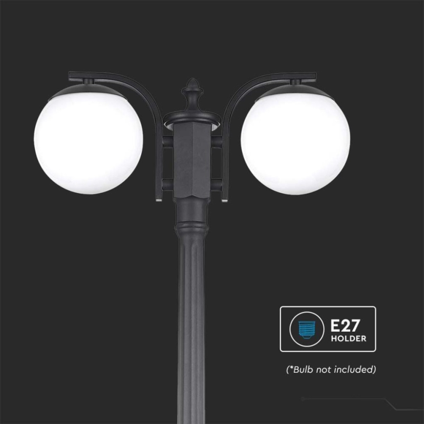 Vanjska lampa 2xE27/60W/230V IP44 199 cm crna
