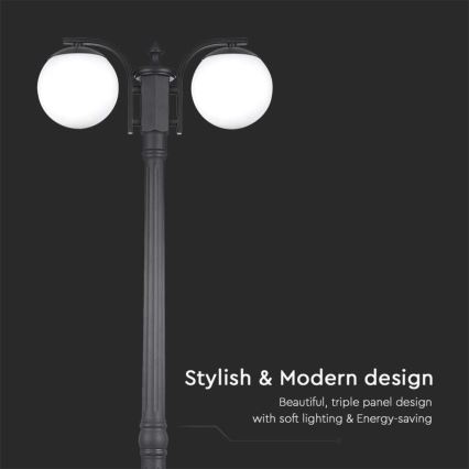 Vanjska lampa 2xE27/60W/230V IP44 199 cm crna