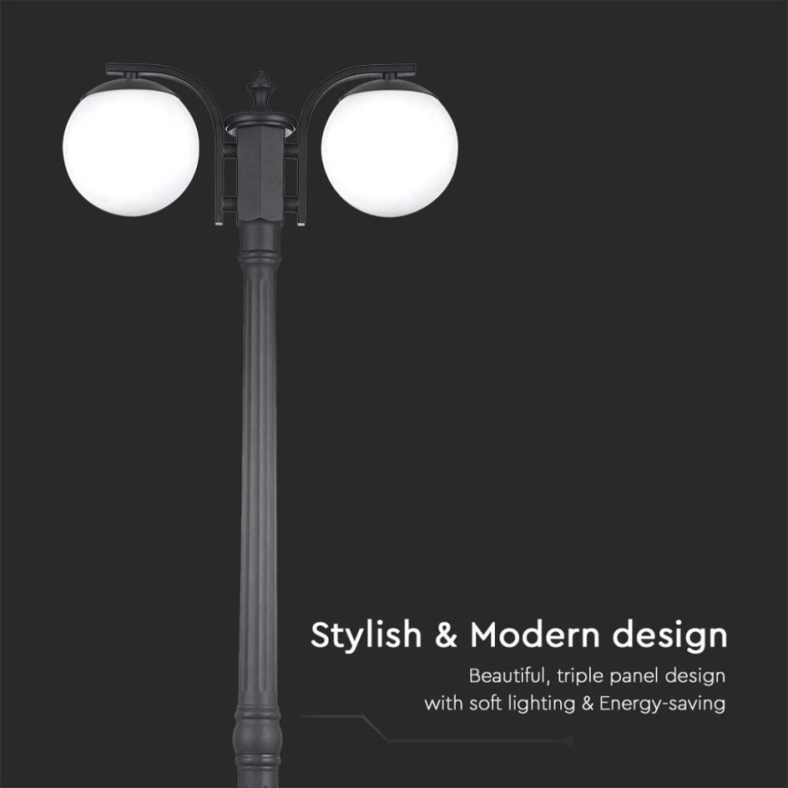 Vanjska lampa 2xE27/60W/230V IP44 199 cm crna