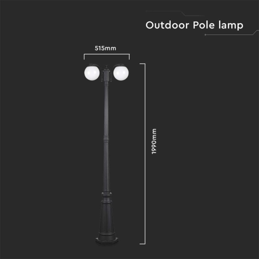 Vanjska lampa 2xE27/60W/230V IP44 199 cm crna