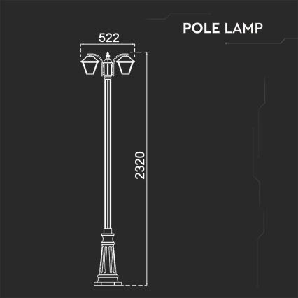 Vanjska lampa 2xE27/60W/230V IP44 232 cm crna