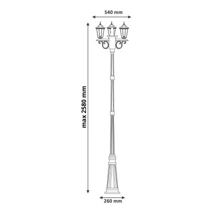 Vanjska lampa LIGURIA 3xE27/60W/230V IP43 2,5m