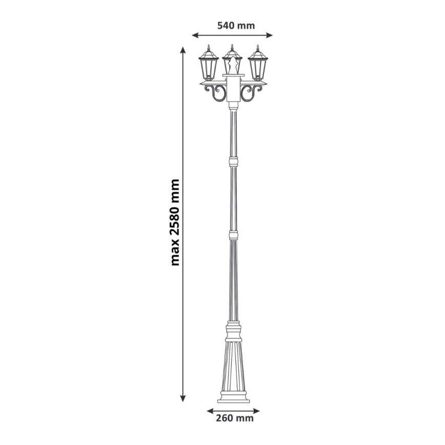 Vanjska lampa 3xE27/20W/230V IP43 2,58 m patina