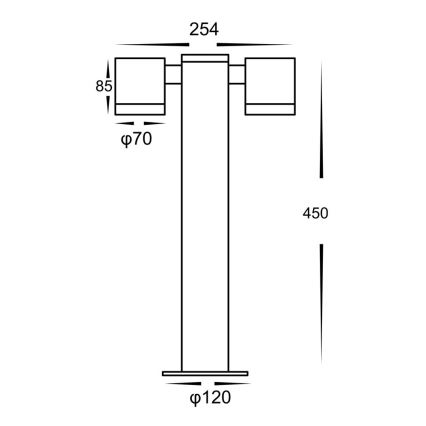 Vanjska lampa KETTO 2xGU10/60W/230V IP44 crna