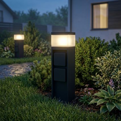 Vanjska lampa s 2 utičnicama VESPER 1xG9/5W/230V IP44 30 cm crna
