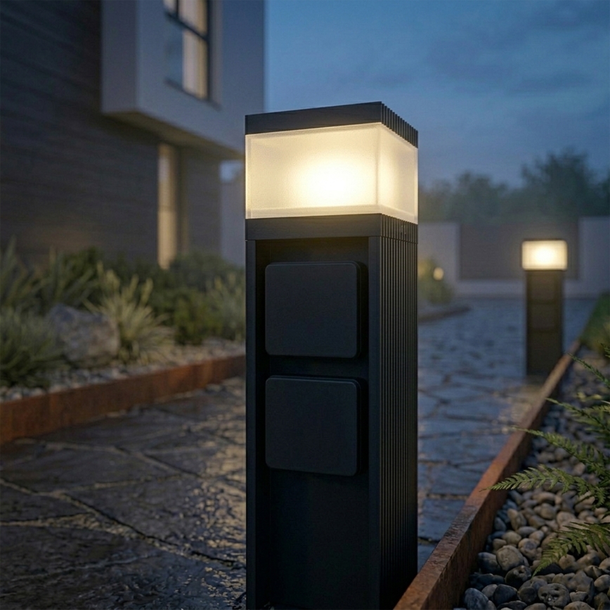 Vanjska lampa s 2 utičnicama VESPER 1xG9/5W/230V IP44 30 cm crna