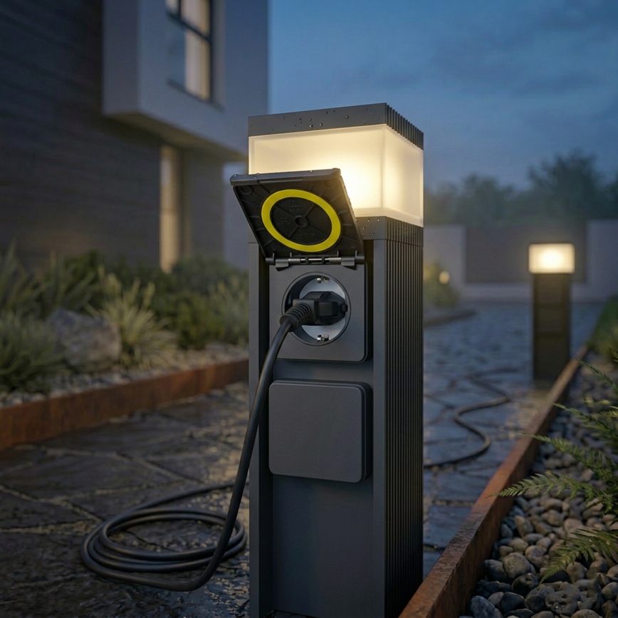 Vanjska lampa s 2 utičnicama VESPER 1xG9/5W/230V IP44 30 cm crna