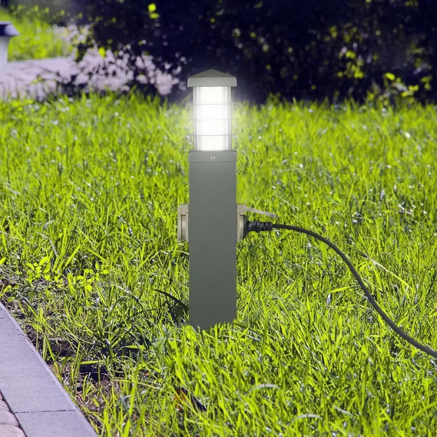 Vanjska lampa s utičnicama SCHUKO 1xE27/13W/230V IP44