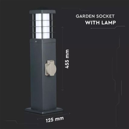 Vanjska lampa s utičnicama SCHUKO 1xE27/13W/230V IP44