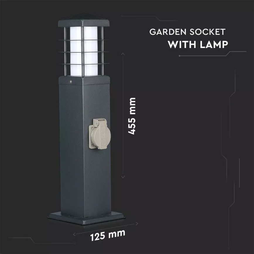 Vanjska lampa s utičnicama SCHUKO 1xE27/13W/230V IP44