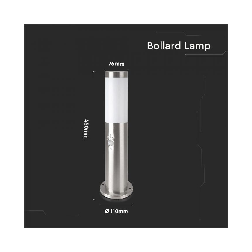 Vanjska lampa sa senzorom 1xE27/60W/230V IP44 45cm mat krom