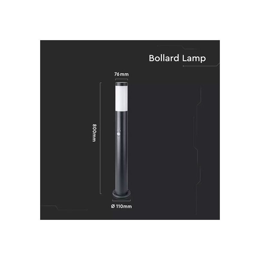 Vanjska lampa sa senzorom 1xE27/60W/230V IP44 80cm crna