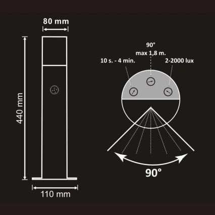 Vanjska lampa sa senzorom DALLAS 1xE27/12W/230V IP44 antracit