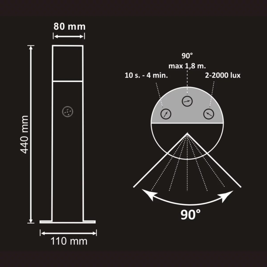 Vanjska lampa sa senzorom DALLAS 1xE27/12W/230V IP44 antracit