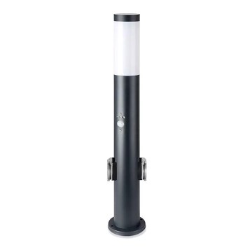 Vanjska lampa sa senzorom i 2 utičnice SCHUKO 1xE27/60W/230V IP44 60cm antracit