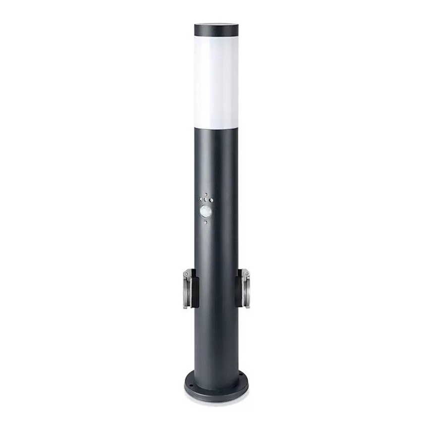 Vanjska lampa sa senzorom i 2 utičnice SCHUKO 1xE27/60W/230V IP44 60cm antracit