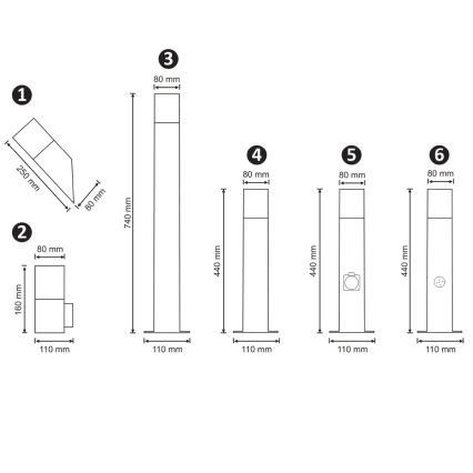 Vanjska lampa sa senzorom NEW YORK 1xE27/12W/230V IP44 44 cm grafit