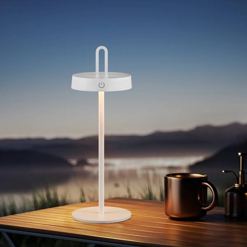 Vanjska punjiva LED stolna lampa na dodir s prigušivanjem SHINE LED/1,5W/3,7V 3000 mAh IP44 bijela