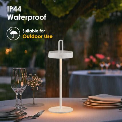Vanjska punjiva LED stolna lampa na dodir s prigušivanjem SHINE LED/1,5W/3,7V 3000 mAh IP44 bijela
