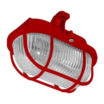Vanjska stropna svjetiljka OVAL 1xE27/60W/230V IP44 crvena