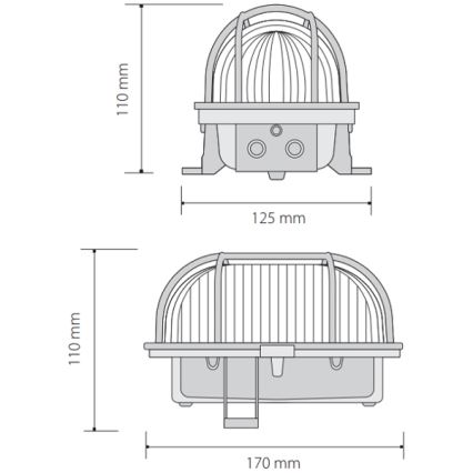 Vanjska stropna svjetiljka OVAL 1xE27/60W/230V IP44