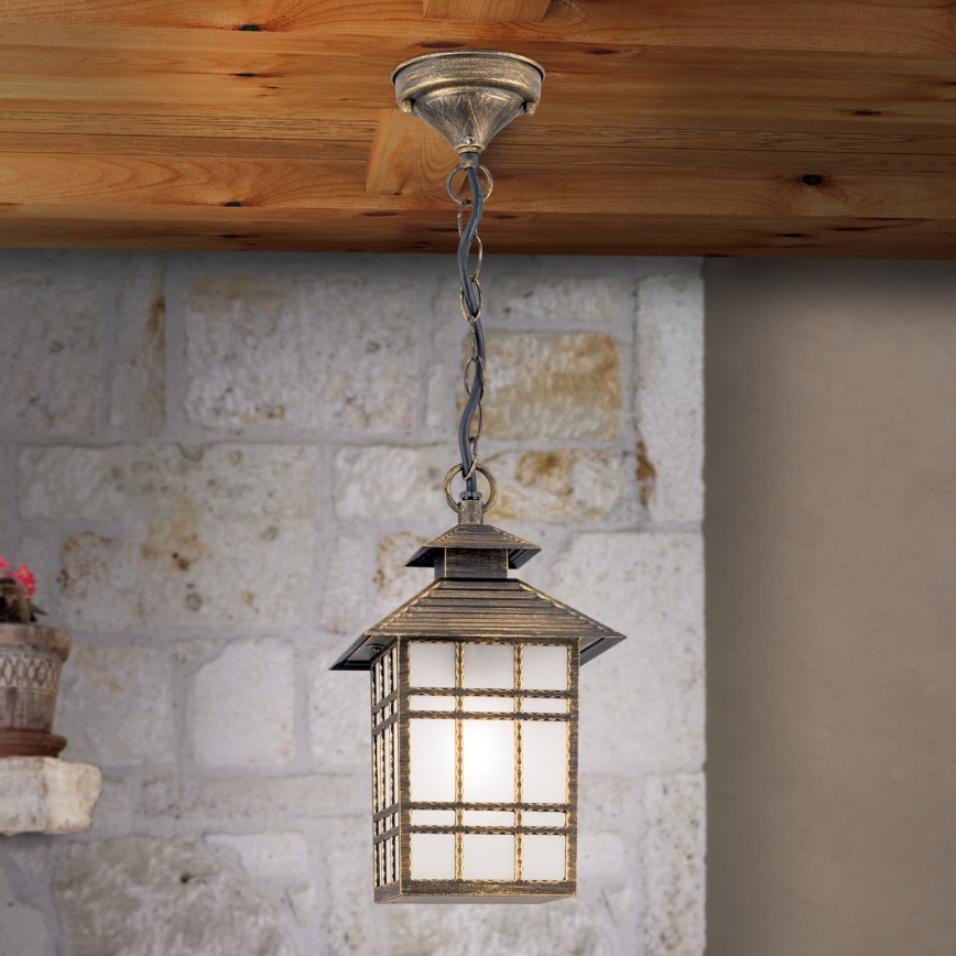 Vanjska viseća svjetiljka KIKO 1xE27/11W/230V IP44 bronca/patina