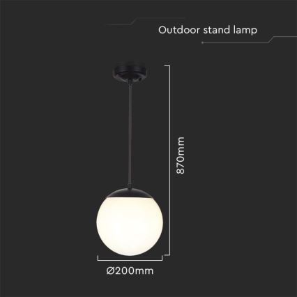 Vanjska viseća svjetiljka na sajli 1xE27/60W/230V Ø 20 cm IP44 crna